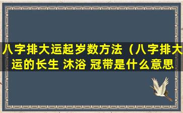 八字排大运起岁数方法（八字排大运的长生 沐浴 冠带是什么意思）